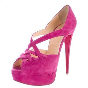 Christian Louboutin Suede Lady Corset Hot Pink 150 Pumps Size 6